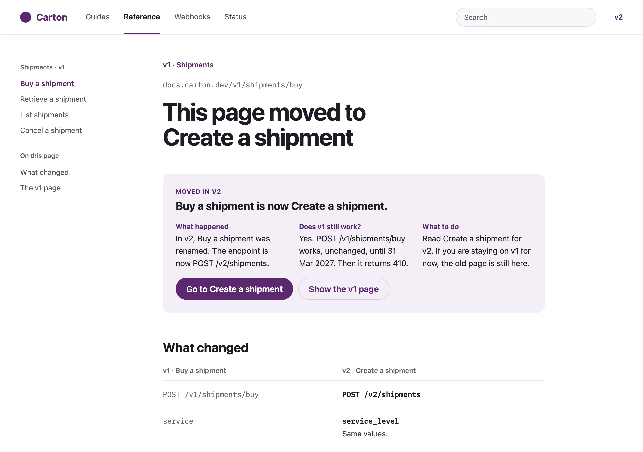 The Page moved in the new version page of Carton