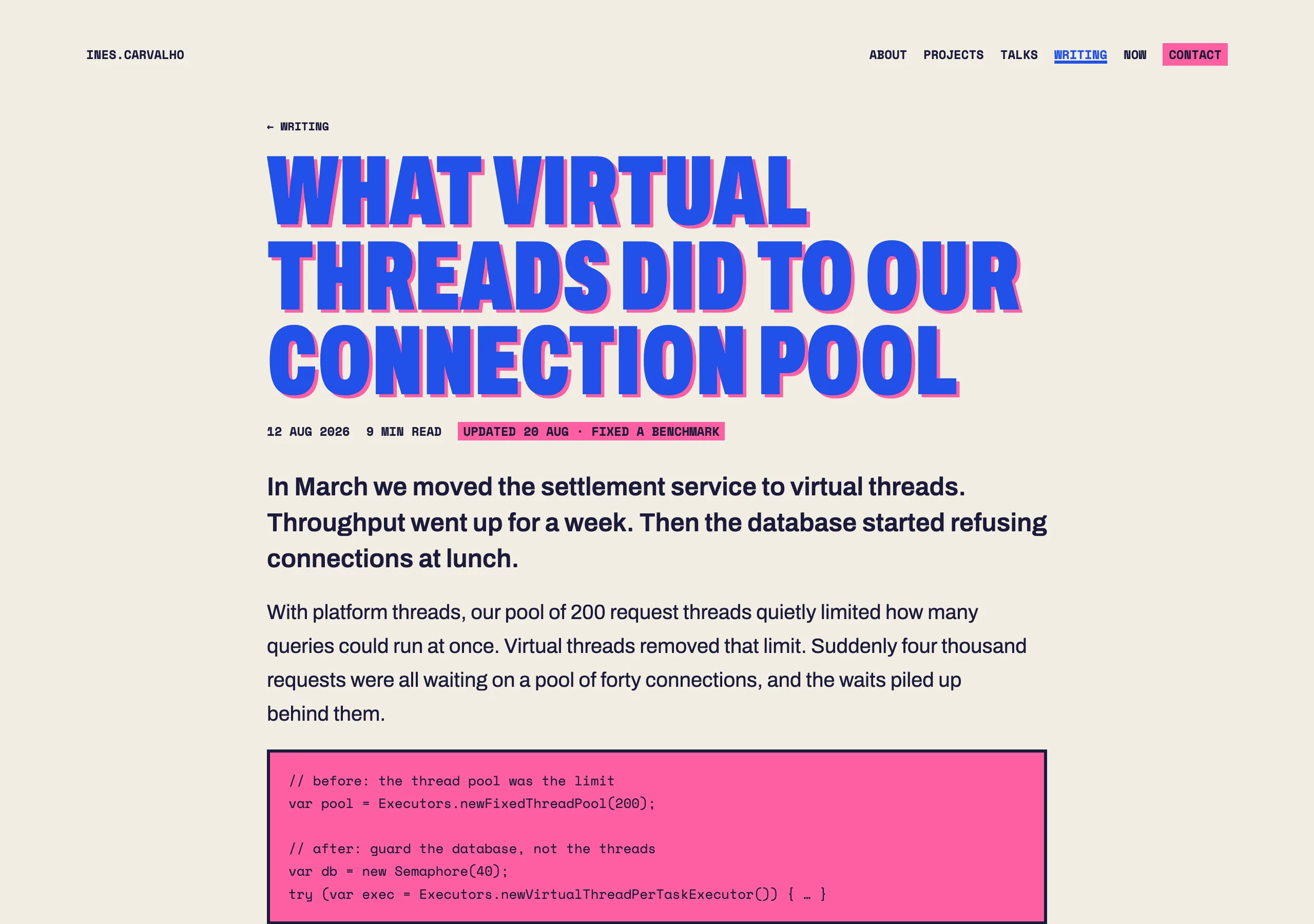 The One article page of Fork Join