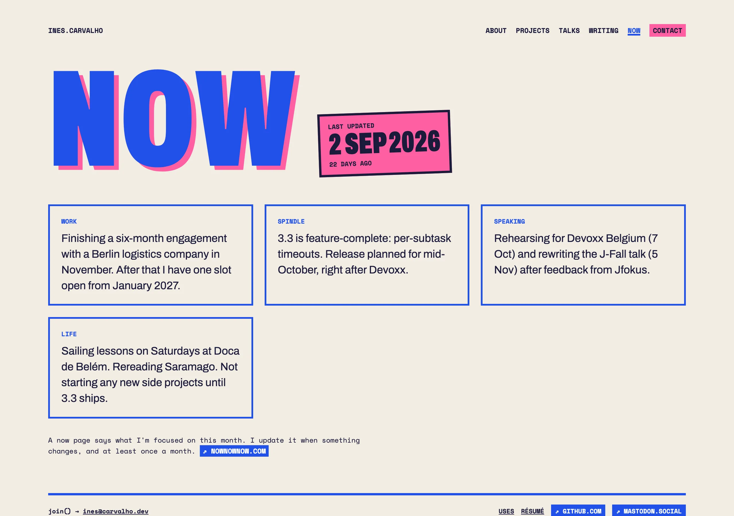 The Now page of Fork Join