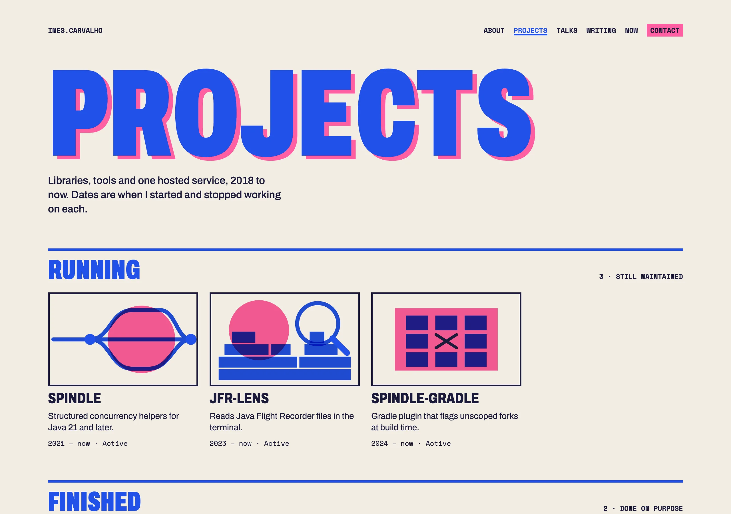 The Projects page of Fork Join