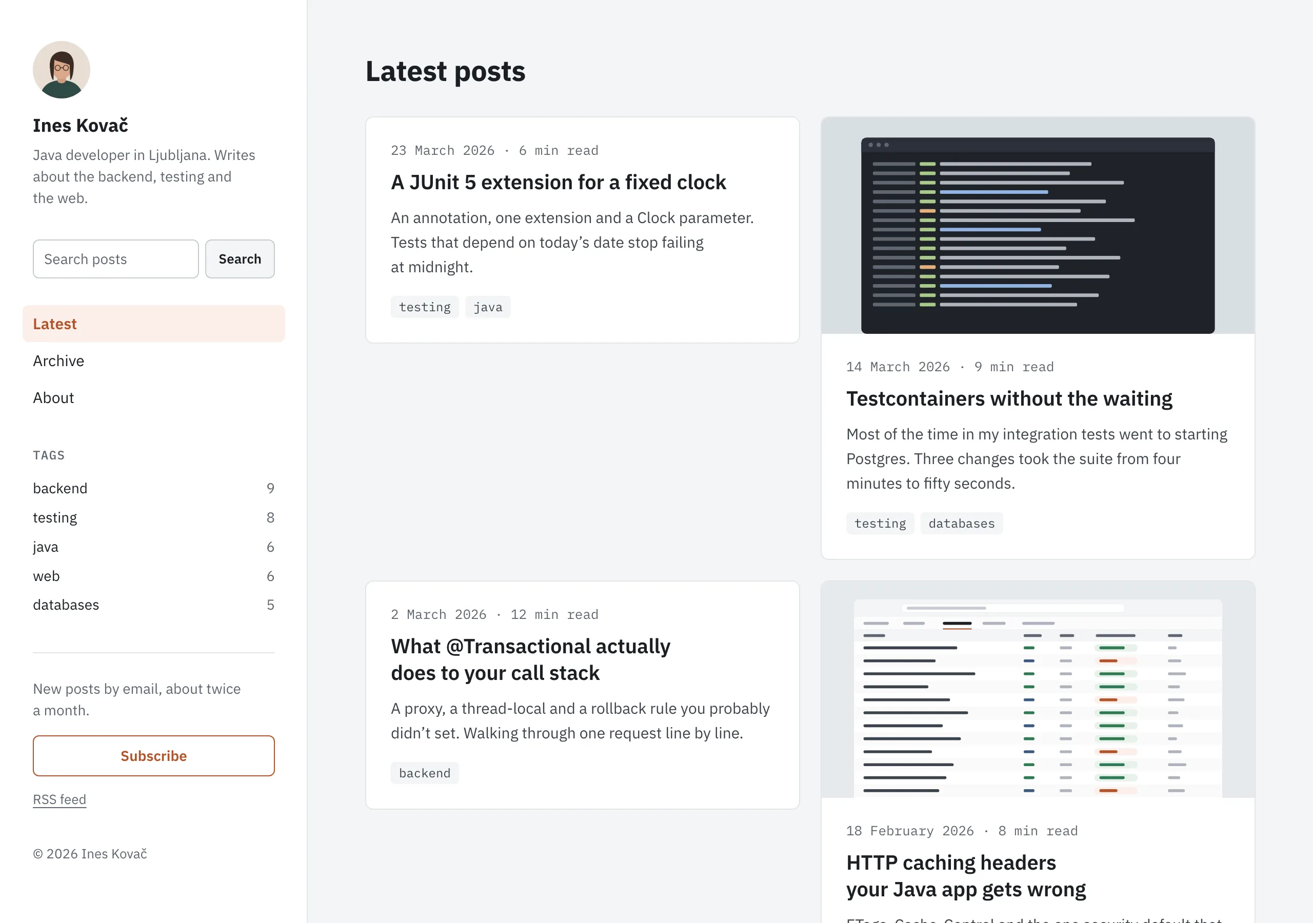 The Latest posts page of Longhand