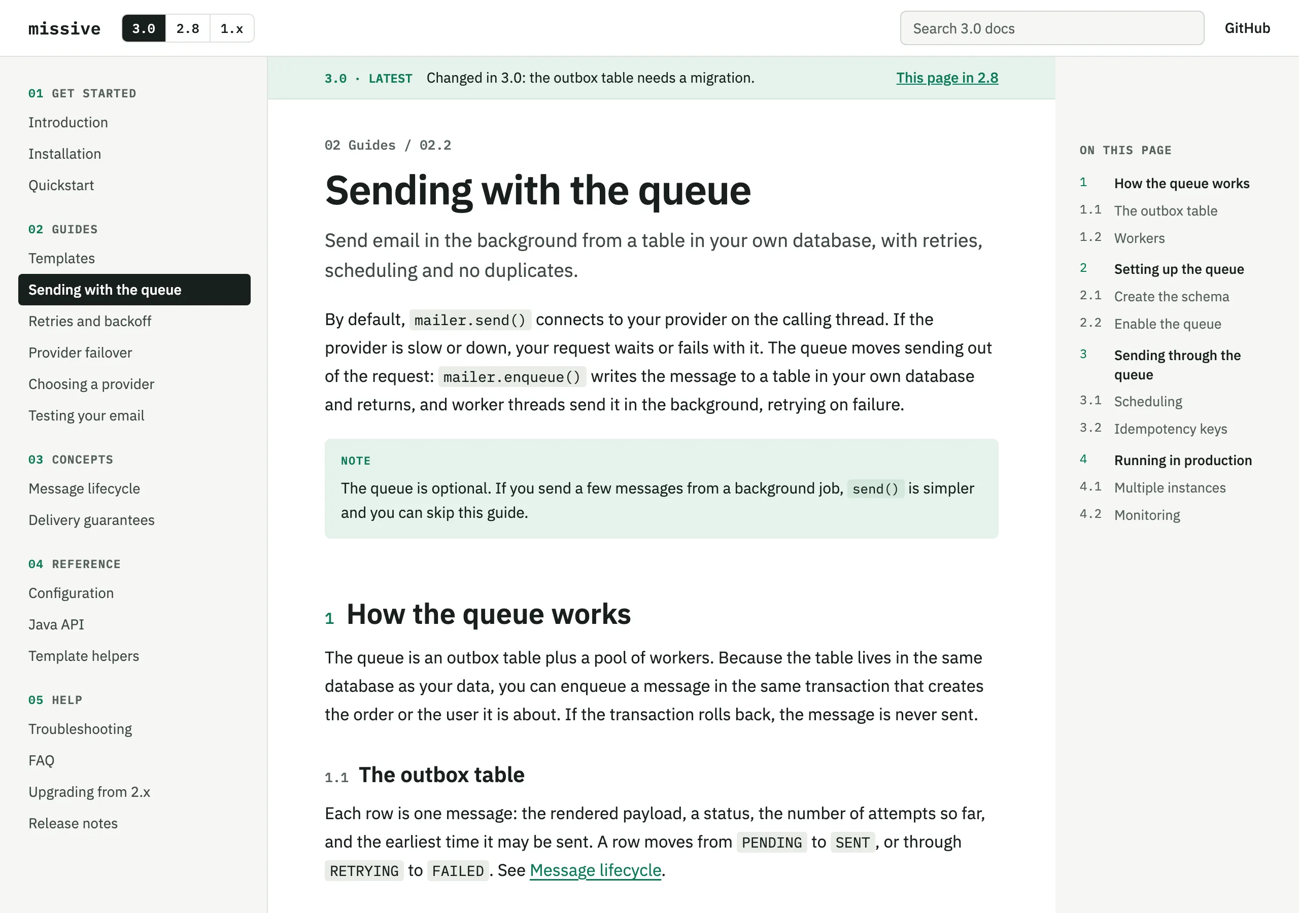 The Long guide page of Missive