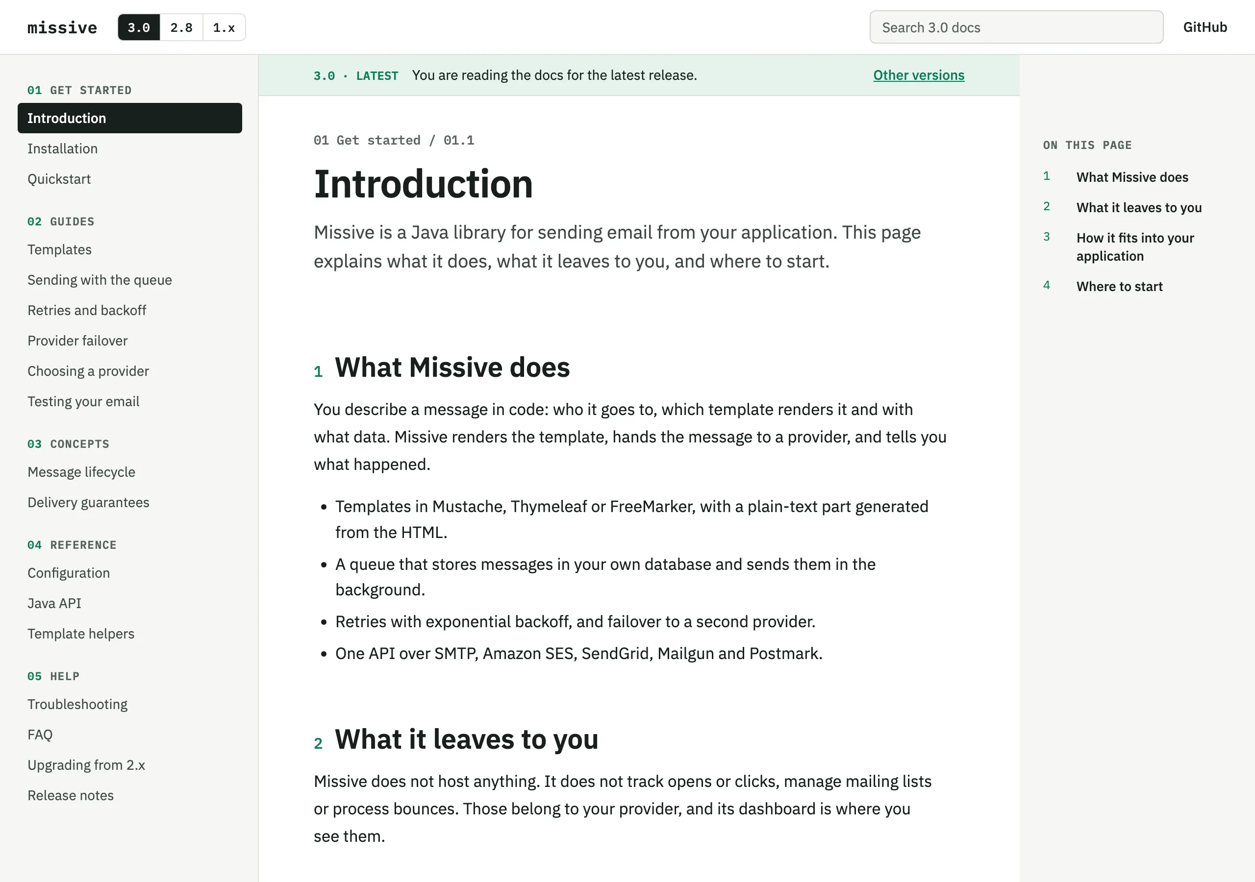 The Introduction page of Missive