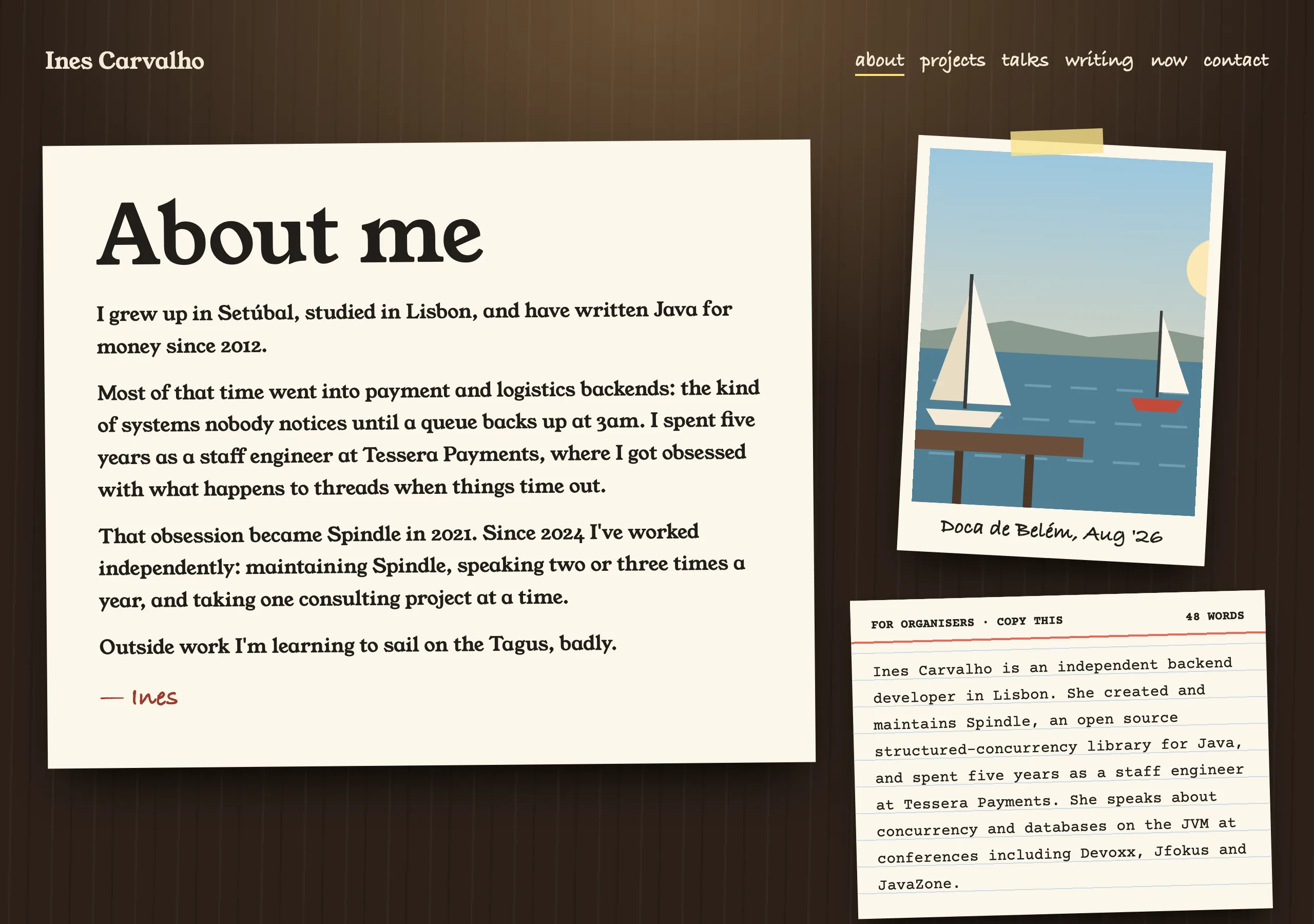 The About page of Night Desk