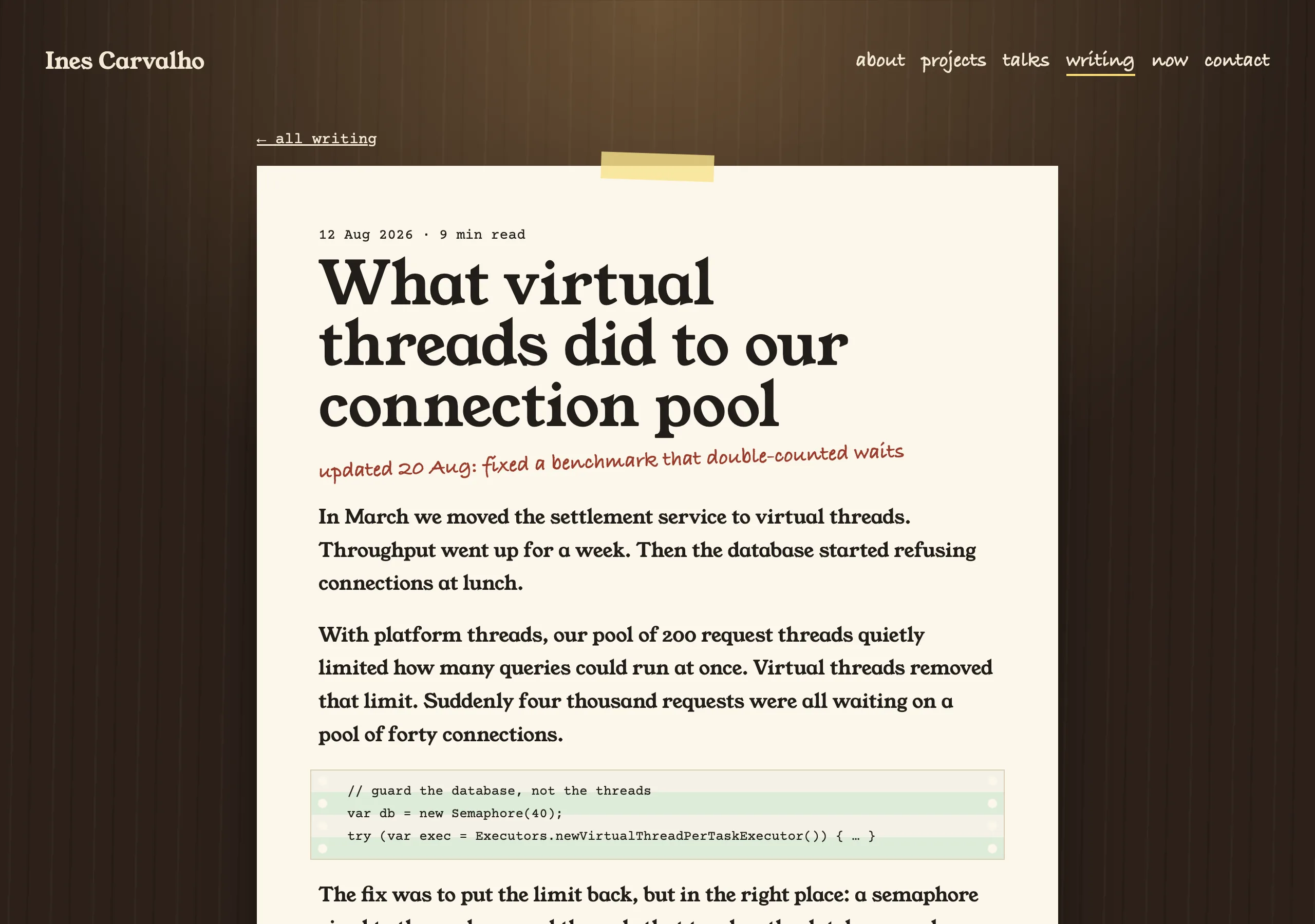 The One article page of Night Desk