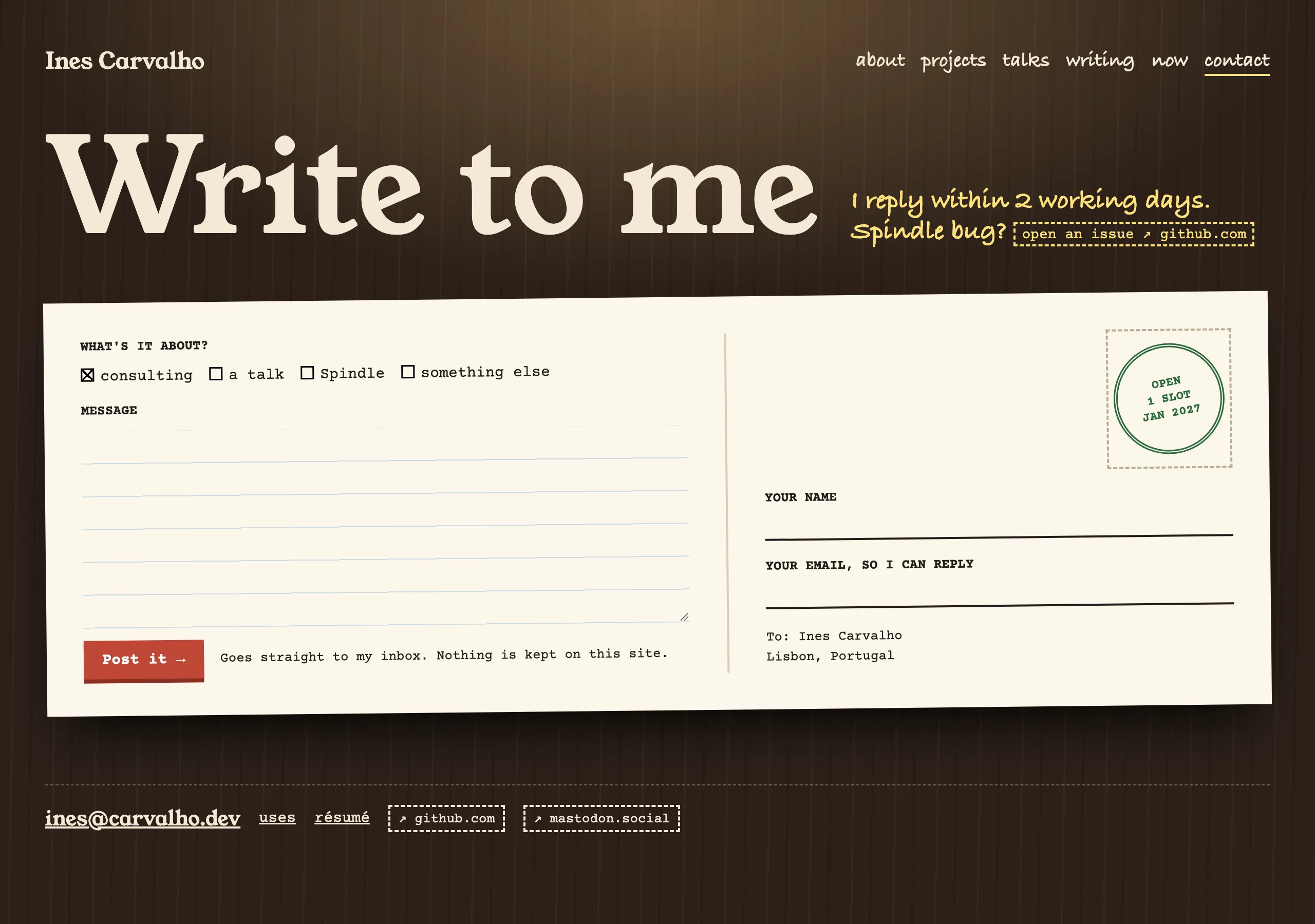 The Contact, taking work page of Night Desk