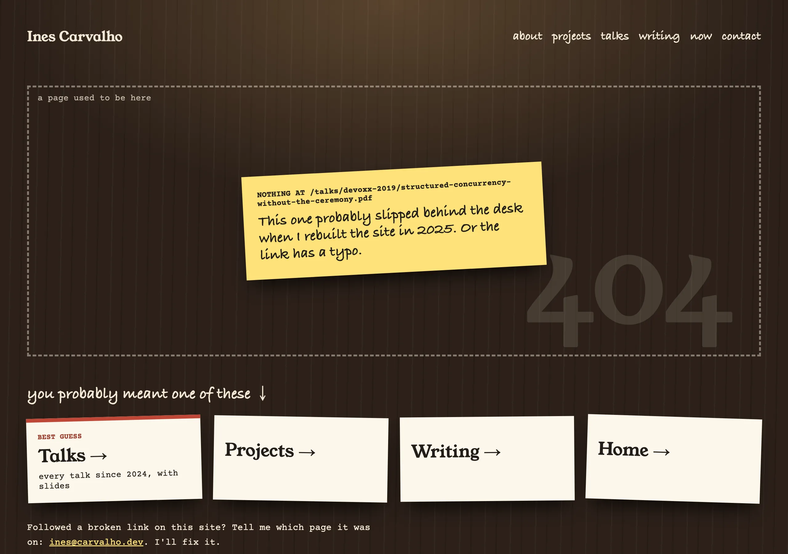 The Page not found page of Night Desk