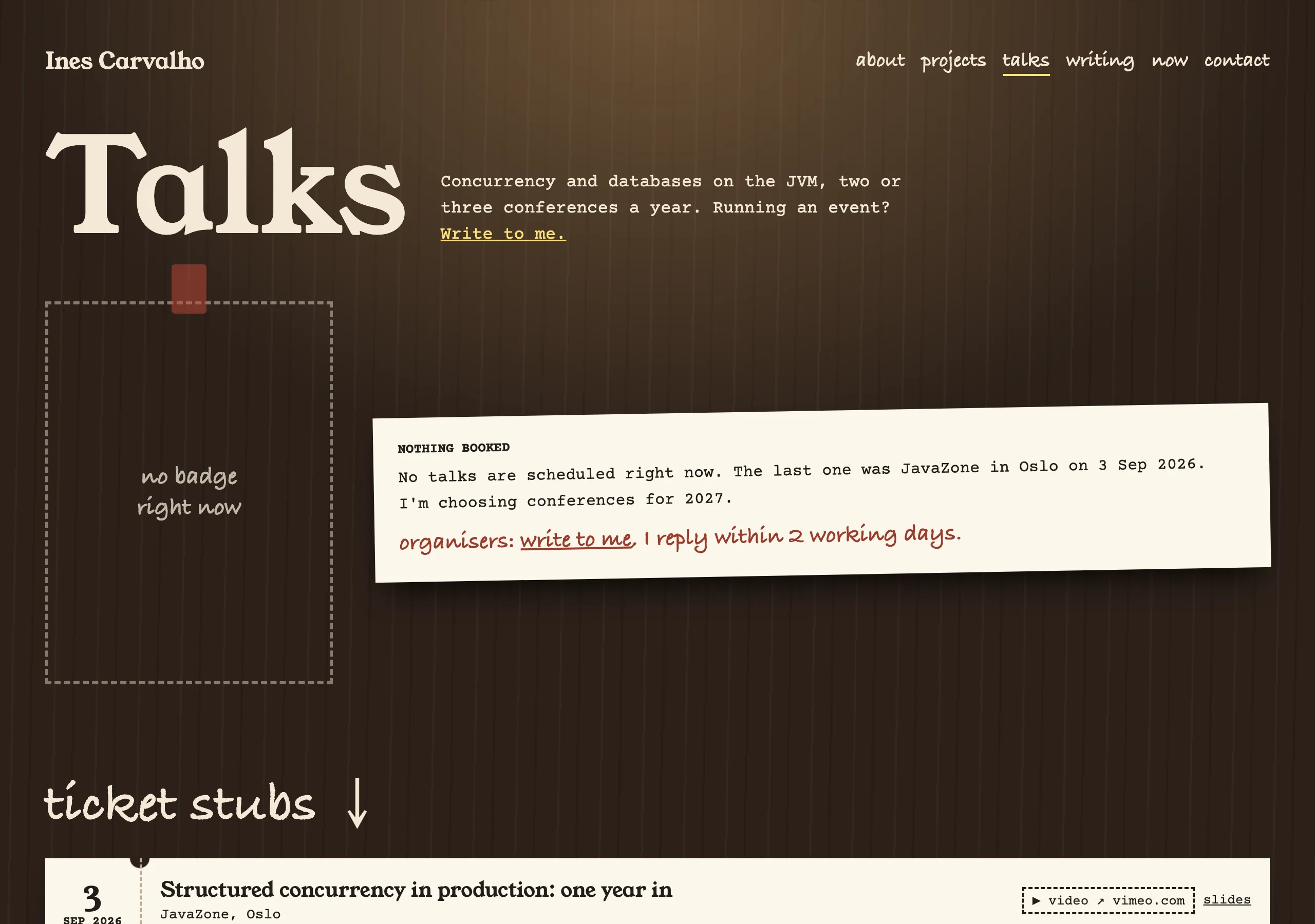 The Talks, nothing booked page of Night Desk