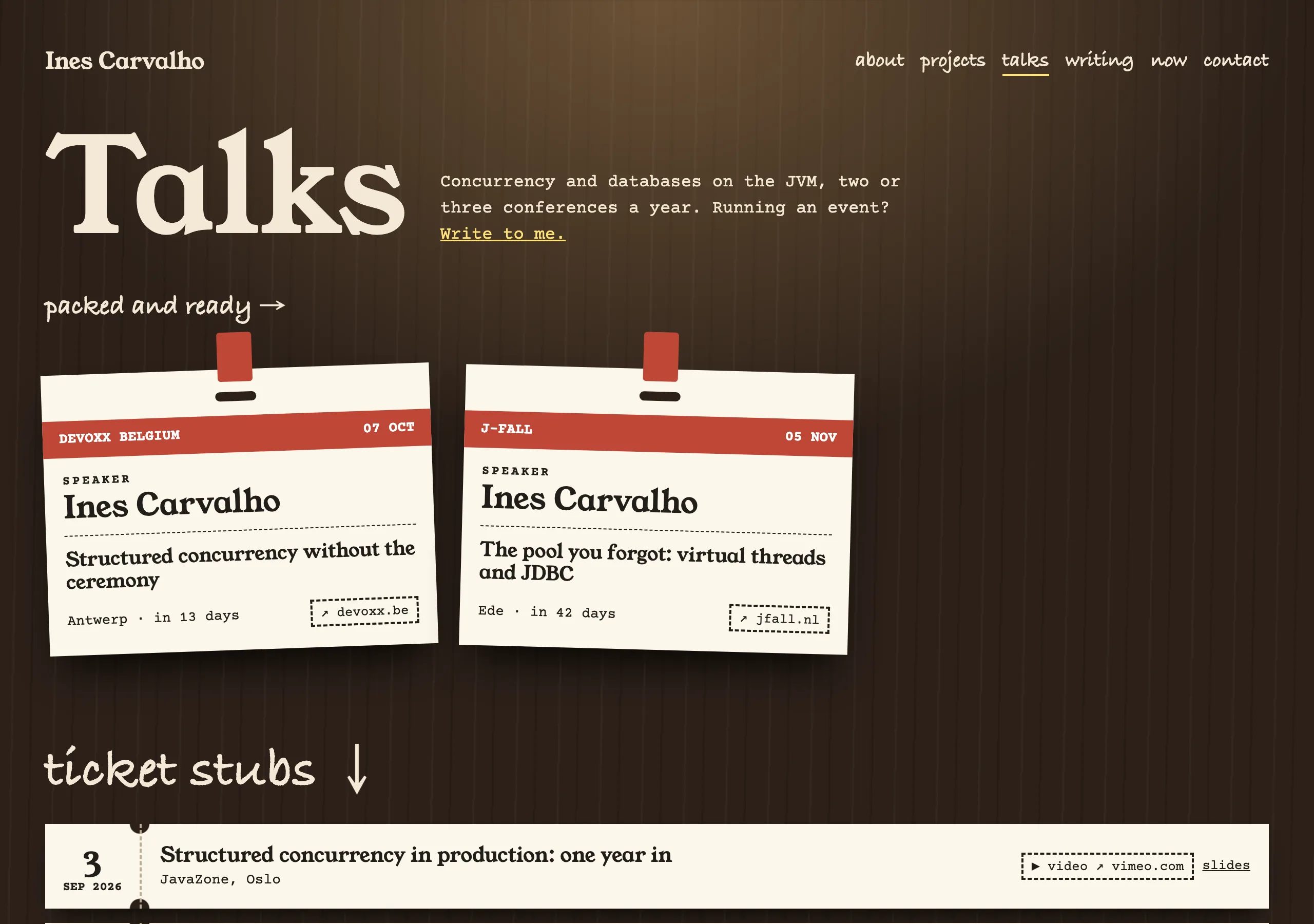 The Talks page of Night Desk