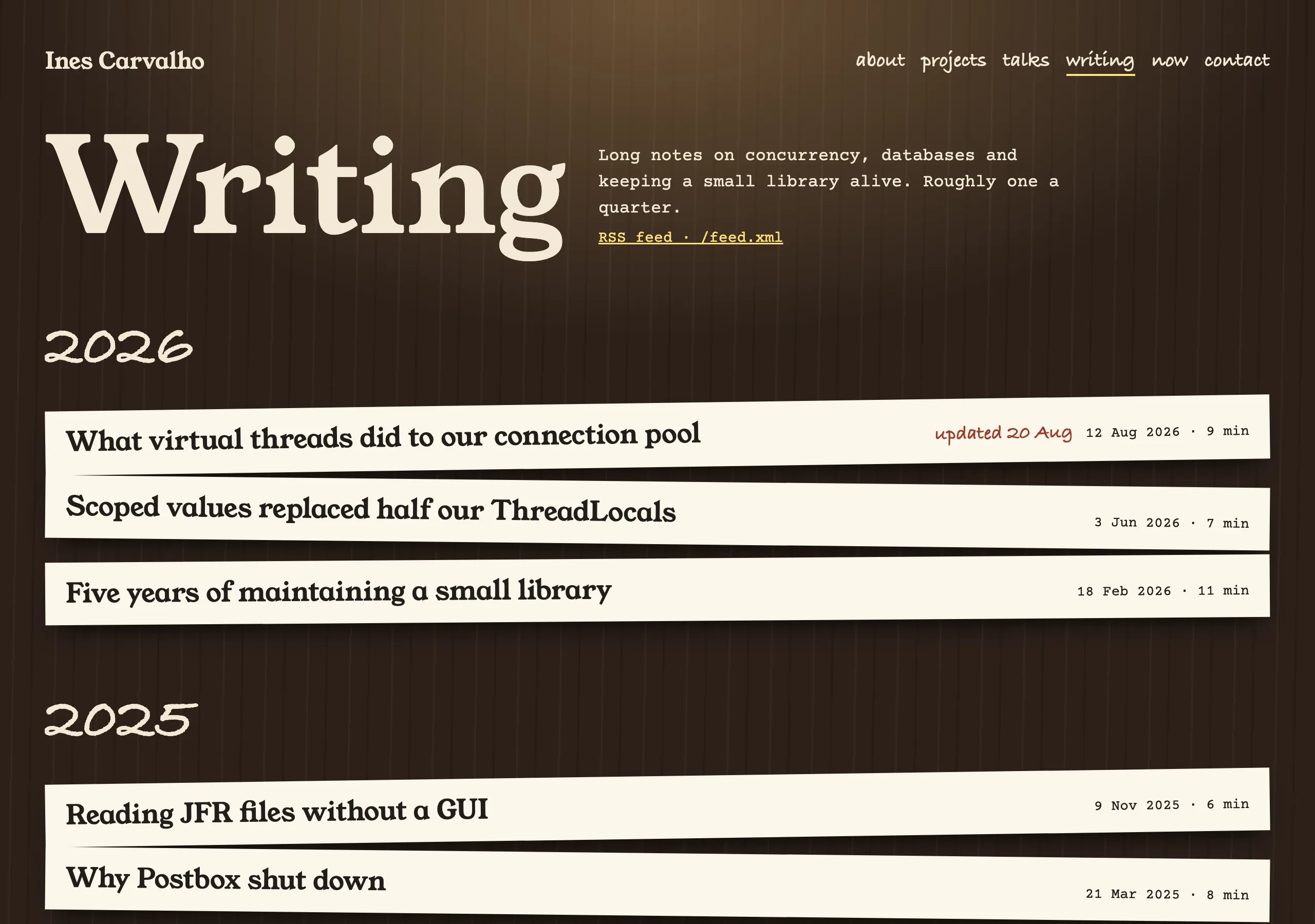 The Writing page of Night Desk