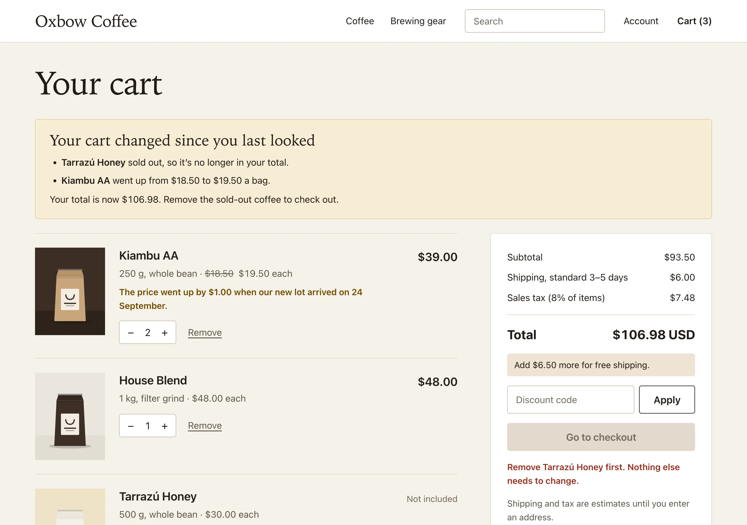 The Cart, changed page of Oxbow