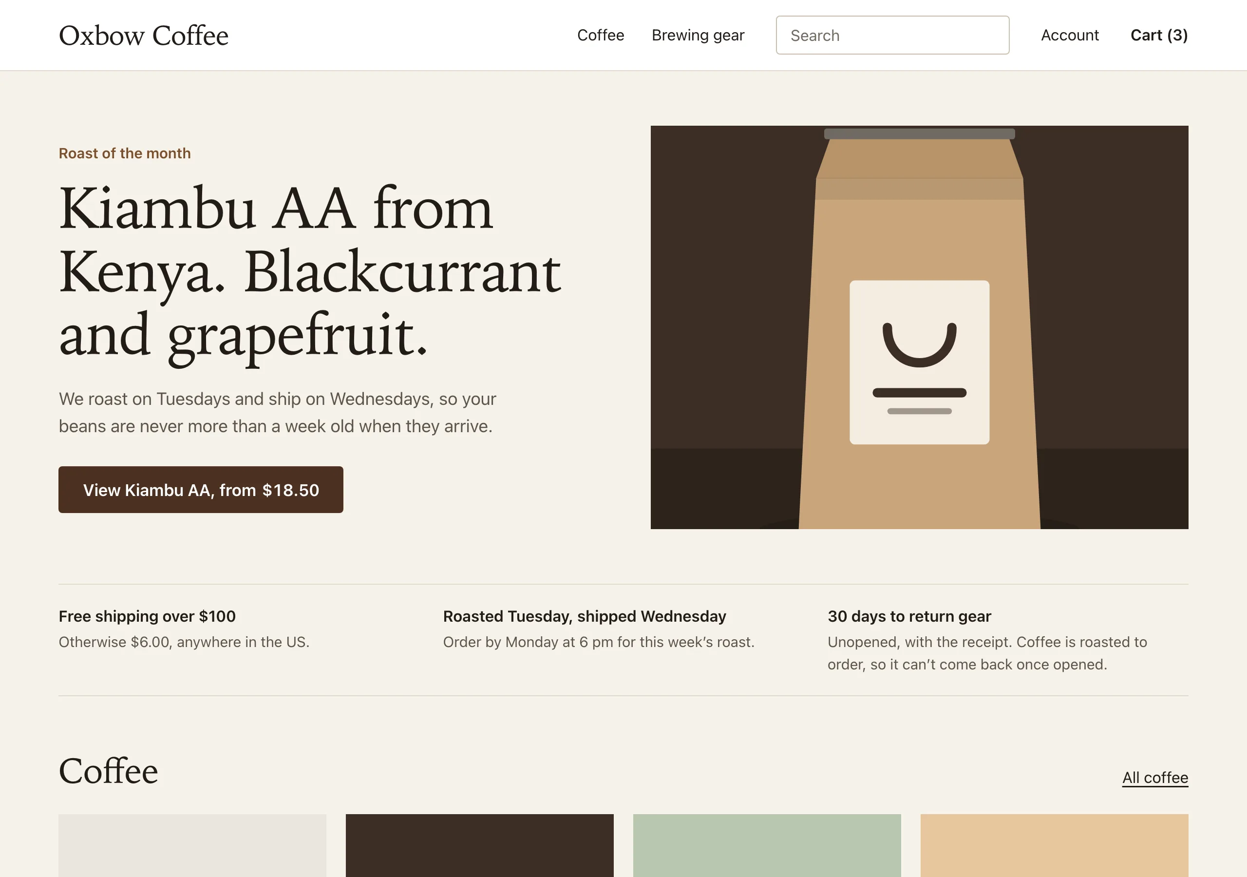 The Shop front page of Oxbow