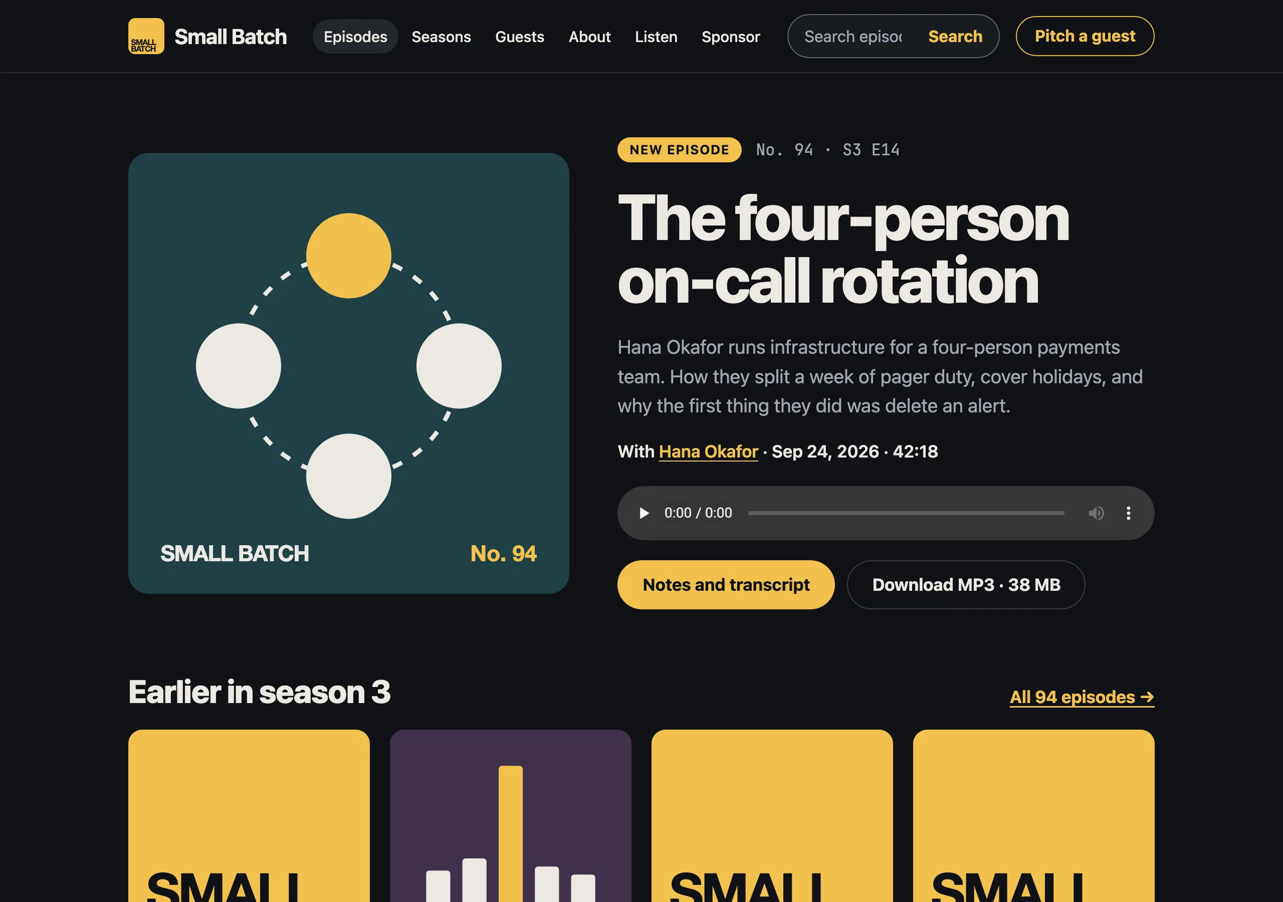 The Home, latest episode page of Small Batch