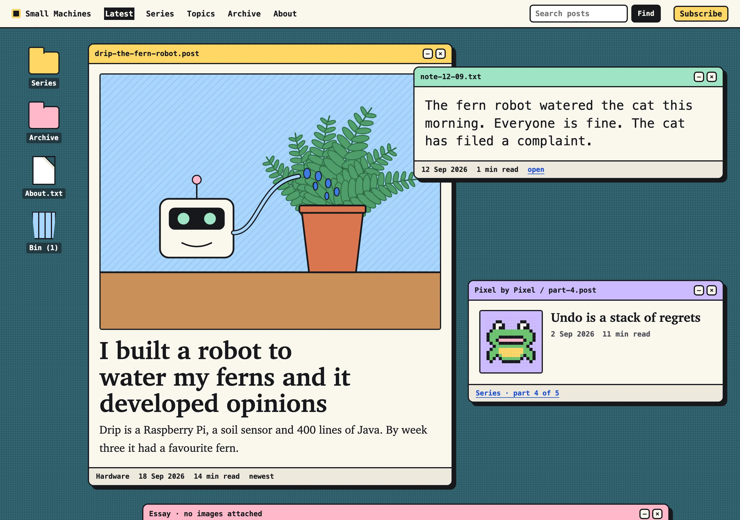 The Latest posts page of Small Machines